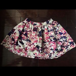Express Floral Lined Mini Skirt